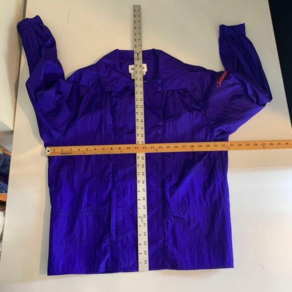 Vintage Obermeyer Jacket Womens M Medium Blue Snap Buttons Big Top Lightweight - Picture 8 of 11